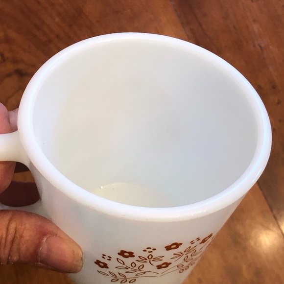 Vintage Pyrex Corning Milk Glass Coffee Mug Summer Impressions Ginger Flower - Picture 4 of 4